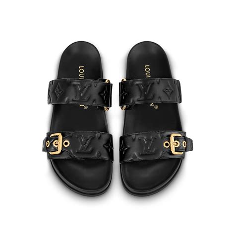 louis vuitton bom dia flat mule size 40|Louis Vuitton slides with buckle.